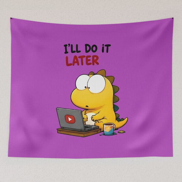 Item preview, Procrastination Dinosaur Meme Sticker designed and sold by PreeCha Art & Co..