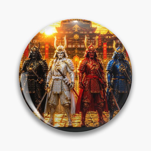 Item preview, Four Samurai Warriors Japanese Temple Sunset designed and sold by DWolf04.