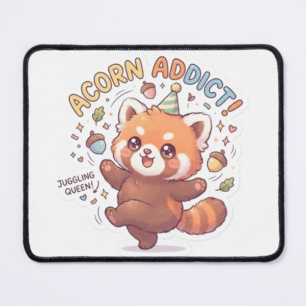 Item preview, Cute Kawaii Acorn Addict Red Panda Sticker | Anime Style Juggling Queen Chibi Art | Funny Autumn Sticker designed and sold by Chipkooo.