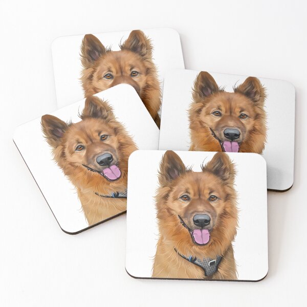 Item preview, Happy German Shepherd Mix Fluffy Golden Dog Illustration designed and sold by onebystudio.
