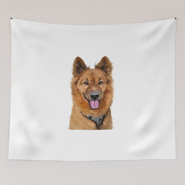 Item preview, Happy German Shepherd Mix Fluffy Golden Dog Illustration designed and sold by onebystudio.