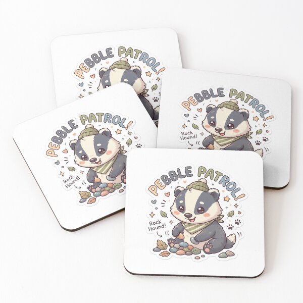 Item preview, Cute Kawaii Pebble Patrol Badger Sticker | Anime Style Rock Hound Chibi Badger Art | Rock Collecting Sticker designed and sold by Chipkooo.