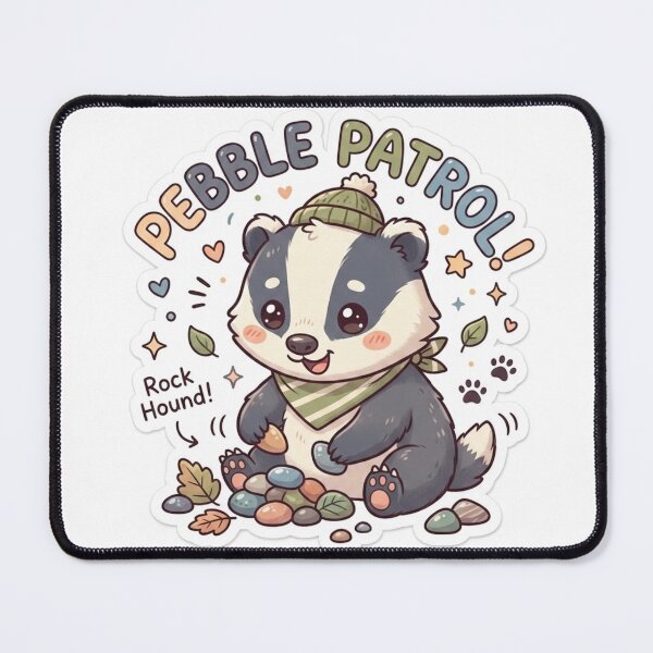 Item preview, Cute Kawaii Pebble Patrol Badger Sticker | Anime Style Rock Hound Chibi Badger Art | Rock Collecting Sticker designed and sold by Chipkooo.