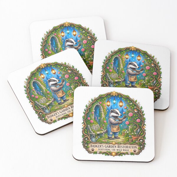 Item preview, Badger’s Garden Restoration | Woodland Gardener Badger | Cottagecore Garden Art designed and sold by MrDev.