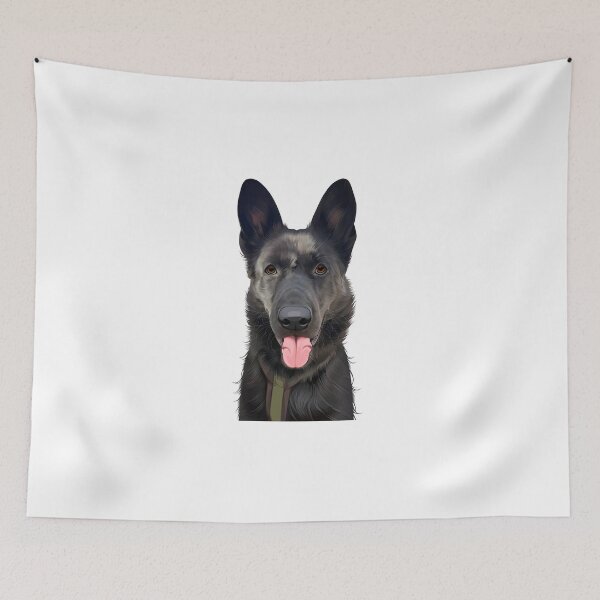 Item preview, Black German Shepherd Dog Portrait Illustration designed and sold by onebystudio.