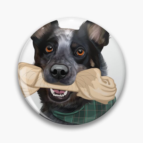 Item preview, Blue Heeler Australian Cattle Dog Holding Bone Illustration designed and sold by onebystudio.