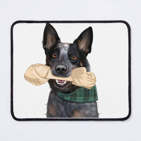 Item preview, Blue Heeler Australian Cattle Dog Holding Bone Illustration designed and sold by onebystudio.