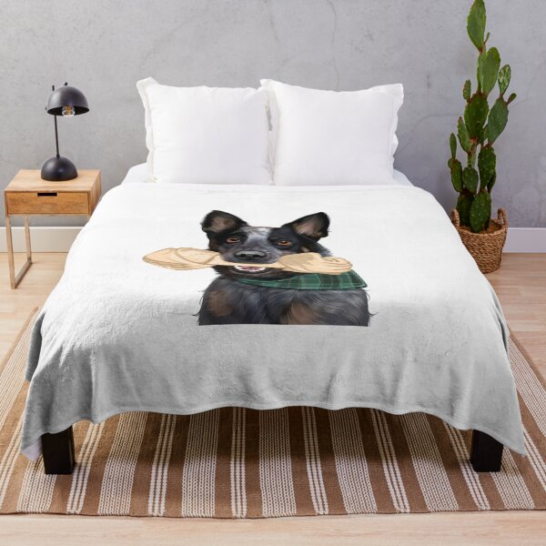 Item preview, Blue Heeler Australian Cattle Dog Holding Bone Illustration designed and sold by onebystudio.