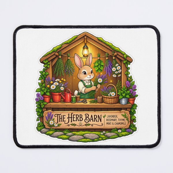 Item preview, The Herb Barn | Cute Rabbit Herbalist | Cottagecore Herbs | Woodland Garden designed and sold by MrDev.