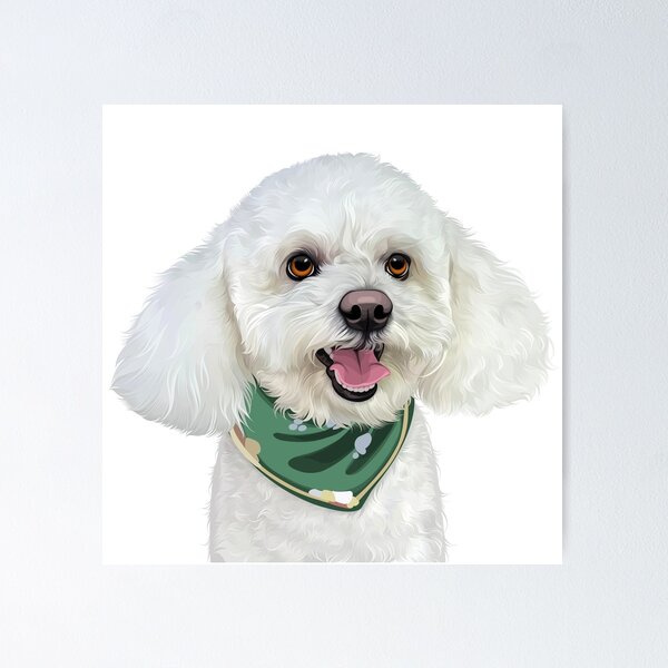 Item preview, Cute White Poodle Bichon Dog Bandana Illustration designed and sold by onebystudio.