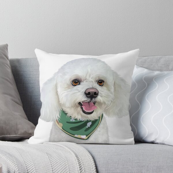 Item preview, Cute White Poodle Bichon Dog Bandana Illustration designed and sold by onebystudio.