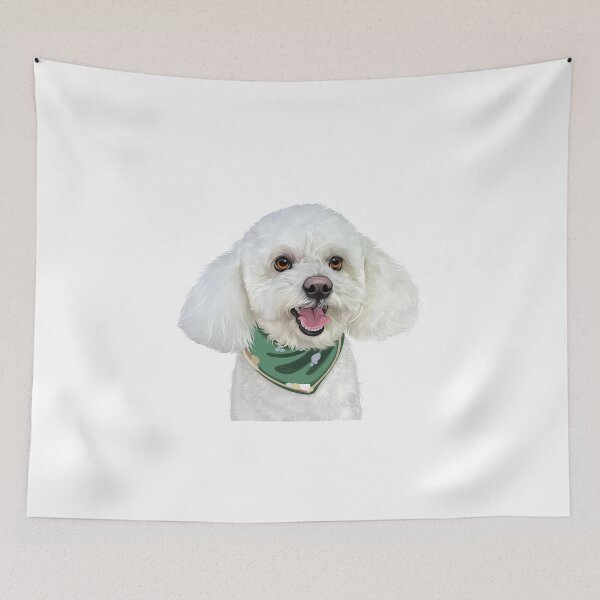 Item preview, Cute White Poodle Bichon Dog Bandana Illustration designed and sold by onebystudio.