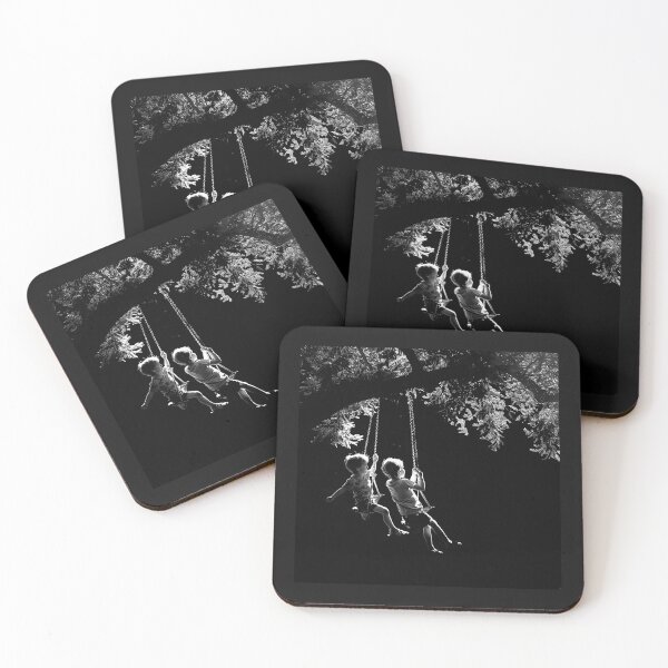 Item preview, Children on Tree Swings – Nostalgic Childhood Nature Art designed and sold by inkoutninja.