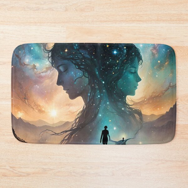 Item preview, Twin Souls - Cosmic connection beneath a starry galaxy designed and sold by NeyhineAngelionShop.