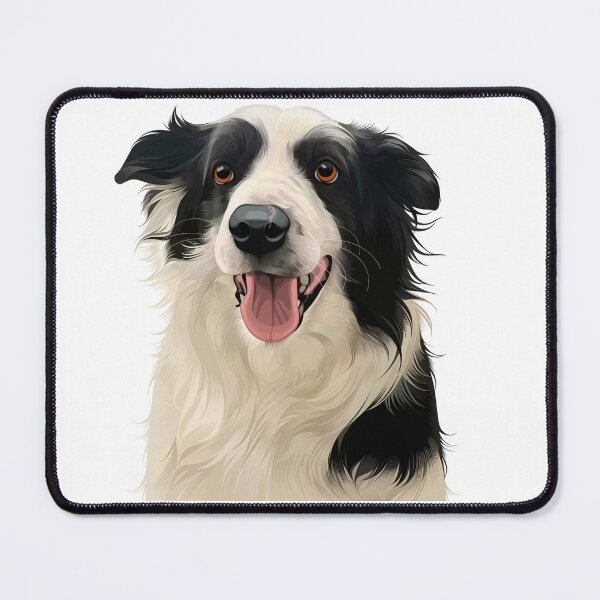 Item preview, Happy Border Collie Dog Portrait Illustration designed and sold by onebystudio.