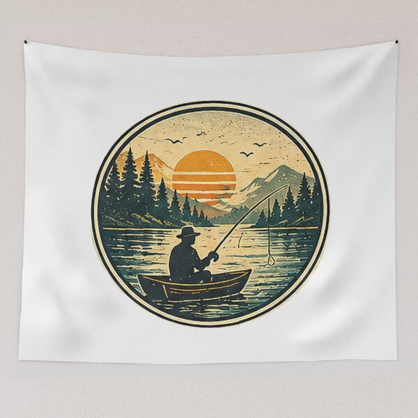 Item preview, retro vintage man fishing designed and sold by pieropiero.