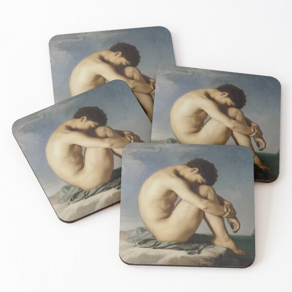 Item preview, Study: Young Male Nude Seated Beside the Sea (Jeune Homme nu assis au bord de la mer, figure d'étude), Hippolyte Flandrin, 1836 designed and sold by The Gaping Maw.