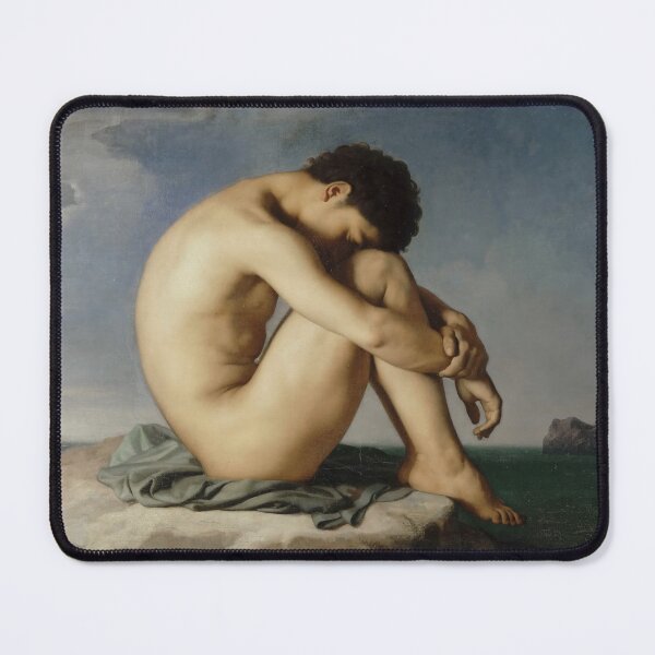 Item preview, Study: Young Male Nude Seated Beside the Sea (Jeune Homme nu assis au bord de la mer, figure d'étude), Hippolyte Flandrin, 1836 designed and sold by The Gaping Maw.