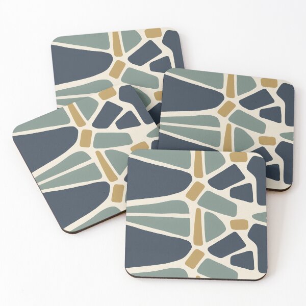 Item preview, Abstract Mosaic Pattern in Navy and Sage designed and sold by Ed & Harmony.