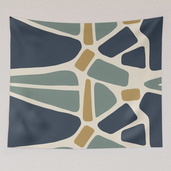 Item preview, Abstract Mosaic Pattern in Navy and Sage designed and sold by Ed & Harmony.