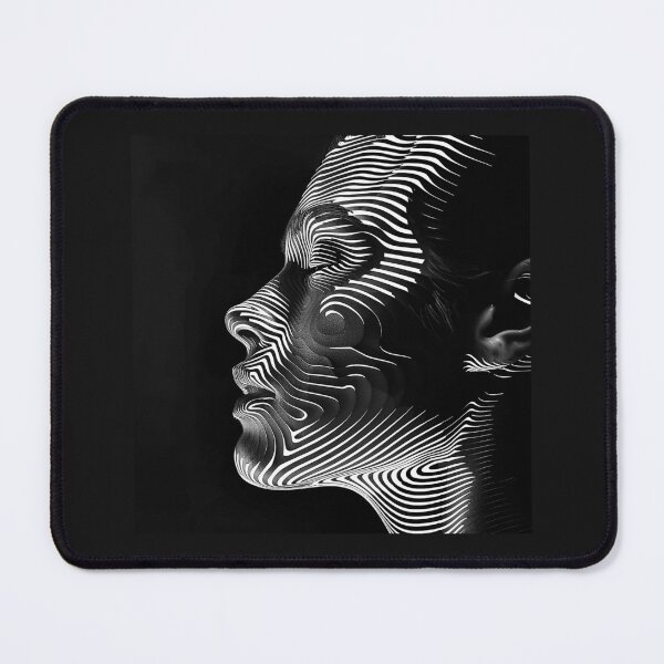 Item preview, Abstract Line Art Face – Black and White Optical Illusion Portrait designed and sold by inkoutninja.