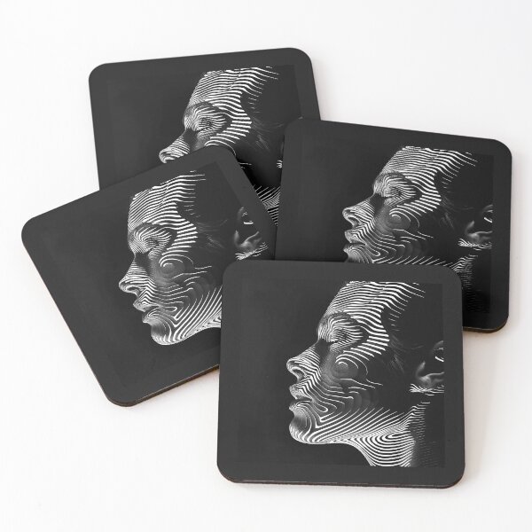 Item preview, Abstract Line Art Face – Black and White Optical Illusion Portrait designed and sold by inkoutninja.