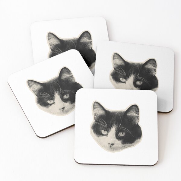 Item preview, Vintage Halftone Black & White Tuxedo Cat Cutout Graphic Sticker designed and sold by BROOSTSHIRTS.