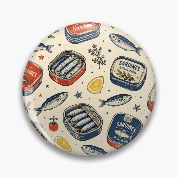 Item preview, Tiny Sardines Seamless Pattern – Vintage Fish, Coastal & Mediterranean Food Aesthetic designed and sold by RJACreative.
