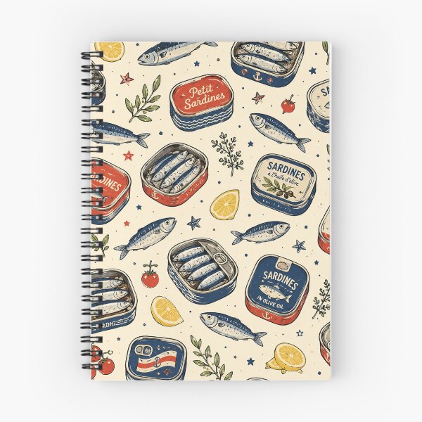 Item preview, Tiny Sardines Seamless Pattern – Vintage Fish, Coastal & Mediterranean Food Aesthetic designed and sold by RJACreative.