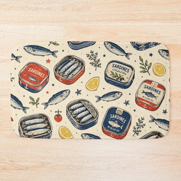 Item preview, Tiny Sardines Seamless Pattern – Vintage Fish, Coastal & Mediterranean Food Aesthetic designed and sold by RJACreative.