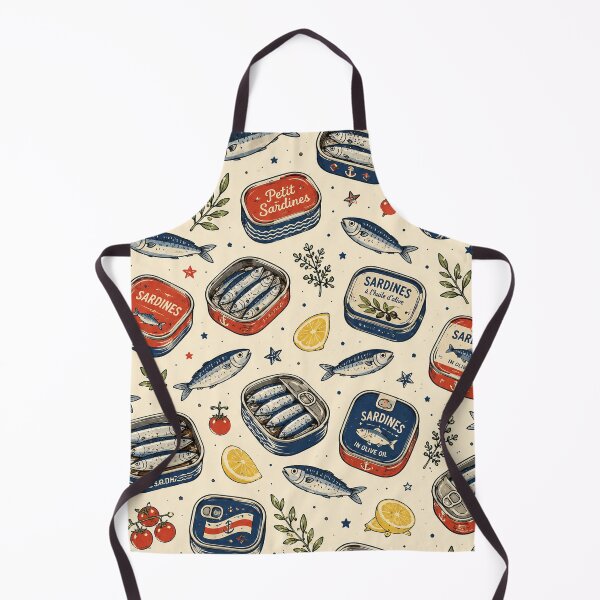 Item preview, Tiny Sardines Seamless Pattern – Vintage Fish, Coastal & Mediterranean Food Aesthetic designed and sold by RJACreative.