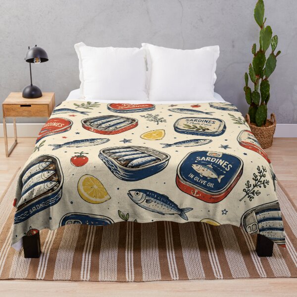 Item preview, Tiny Sardines Seamless Pattern – Vintage Fish, Coastal & Mediterranean Food Aesthetic designed and sold by RJACreative.