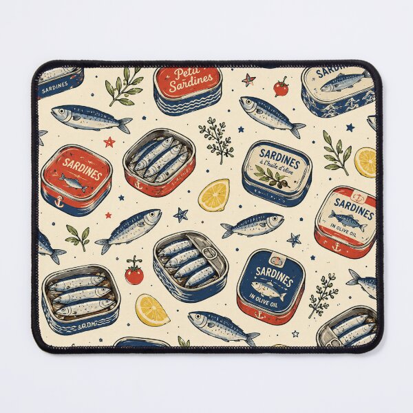 Item preview, Tiny Sardines Seamless Pattern – Vintage Fish, Coastal & Mediterranean Food Aesthetic designed and sold by RJACreative.