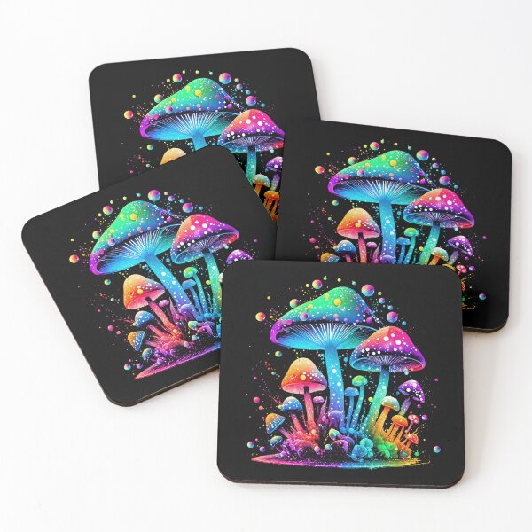 Item preview, Colorful Psychedelic Neon Mushroom Fantasy Trippy Nature Design designed and sold by MiALopezArt.