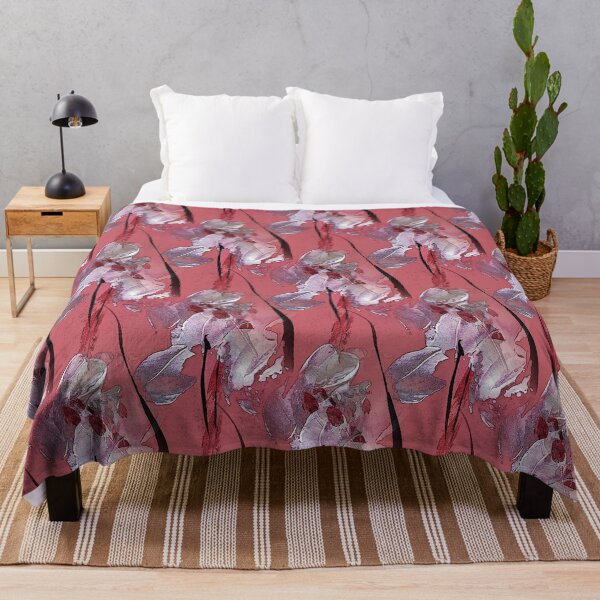 Item preview, Painterly Abstract White Flowers on red designed and sold by Artistestella.