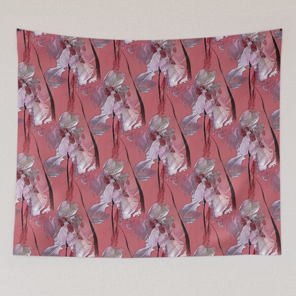 Item preview, Painterly Abstract White Flowers on red designed and sold by Artistestella.