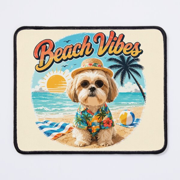 Item preview, Shih Tzu Beach Vibes – Cute Summer Dog Hawaiian Shirt Retro Vintage Dog Lover designed and sold by PawsAndPallette .