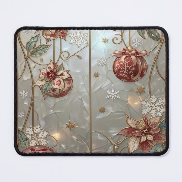 Item preview, Coquette Gold Christmas Stained Glass with Flowers and Spheres designed and sold by BriSher.