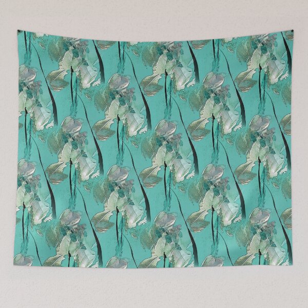 Item preview, Painterly Abstract White Flowers on Aqua designed and sold by Artistestella.