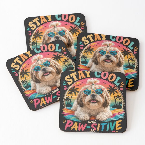 Item preview, Stay Cool and Paw-Sitive – Cute Shih Tzu Summer Retro Vintage Dog Lover designed and sold by PawsAndPallette .