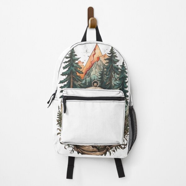 Item preview, Vintage Compass Pine Trees Mountain Adventure Camping Art designed and sold by GlowAura7.