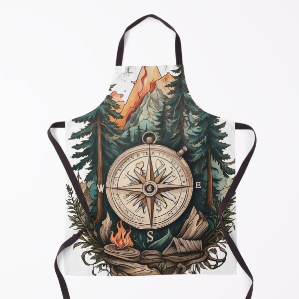 Item preview, Vintage Compass Pine Trees Mountain Adventure Camping Art designed and sold by GlowAura7.