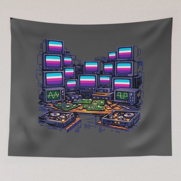 Item preview, Synthwave Retro Tech Temple designed and sold by KungPowUnicorn.