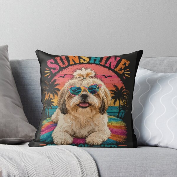 Item preview, Sunshine State of Mind – Cute Shih Tzu Beach Retro Vintage Summer Dog Lover designed and sold by PawsAndPallette .