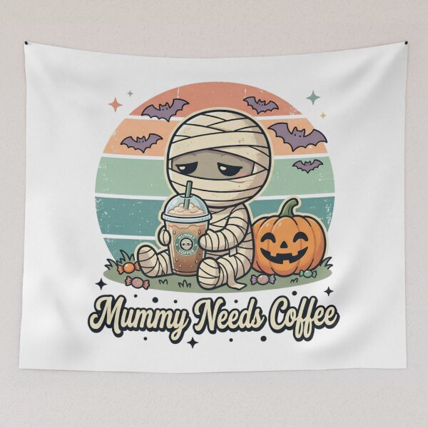 Item preview, Mummy Needs Coffee Cute Halloween Mummy Retro Shirt designed and sold by DIRTYSKETCHH.