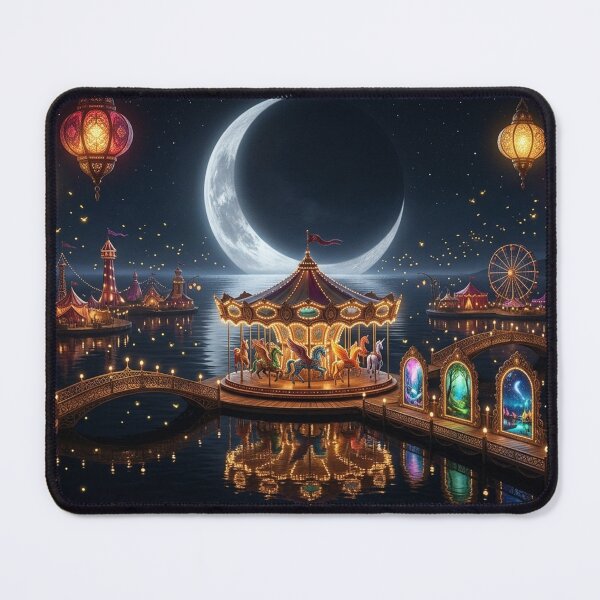 Item preview, Moonlit Carousel Cove — Fantasy Night Market Under Crescent Moon designed and sold by RoyArt0.