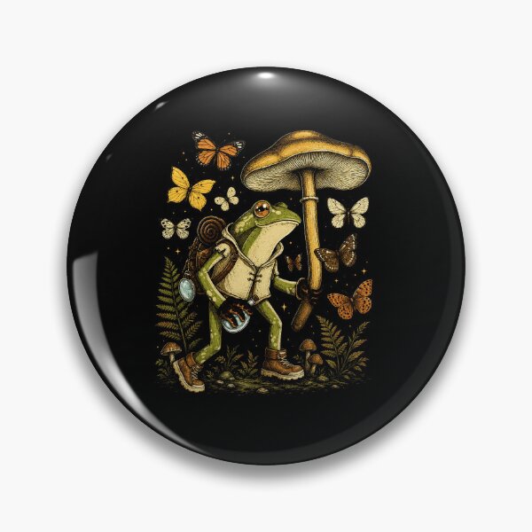 Item preview, Frog Explorer with Mushroom and Butterflies Woodland Adventure Design designed and sold by MiALopezArt.