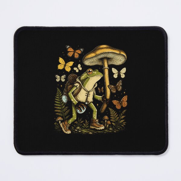 Item preview, Frog Explorer with Mushroom and Butterflies Woodland Adventure Design designed and sold by MiALopezArt.