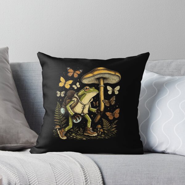 Item preview, Frog Explorer with Mushroom and Butterflies Woodland Adventure Design designed and sold by MiALopezArt.