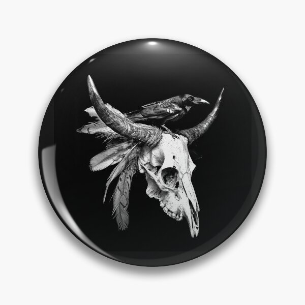Item preview, Raven and Horned Skull – Gothic Western Dark Nature Art designed and sold by inkoutninja.